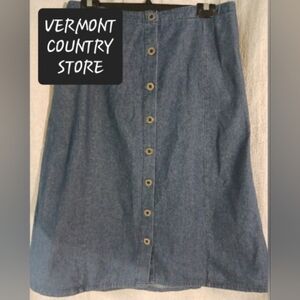Vermont Country Store denim skirt womens size Large buttons